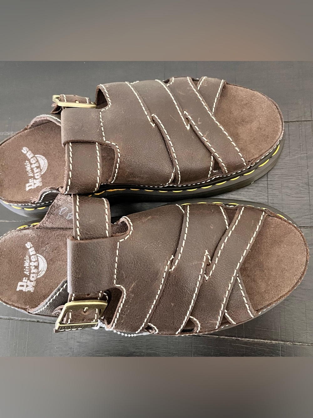 Dr. Martens Brown Leather Maxxy Slide Platform Sandals US Size Men 9 Women 10 - Picture 10 of 15
